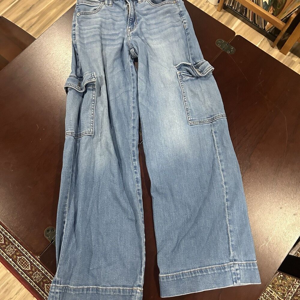 American Eagle Super High Rise Baggy Wide Leg Jeans Women’s 2 26x30 Light Wash